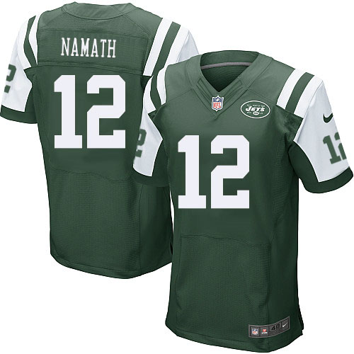 Men's Elite Joe Namath Nike Jersey Green Home - #12 NFL New York Jets